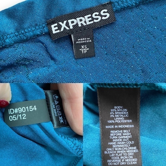 𝅺EXPRESS Teal Sequin Low Surplice Back Cocktail Mini Dress - Picture 13 of 14